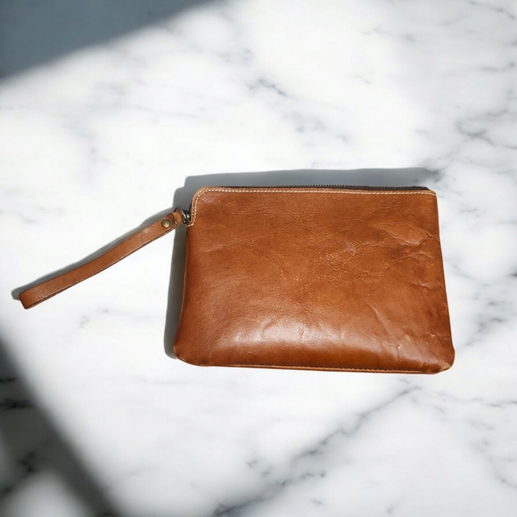 Patricia Nash Tan Leather Clutch with Embossed Floral Design - Picture 2 of 6